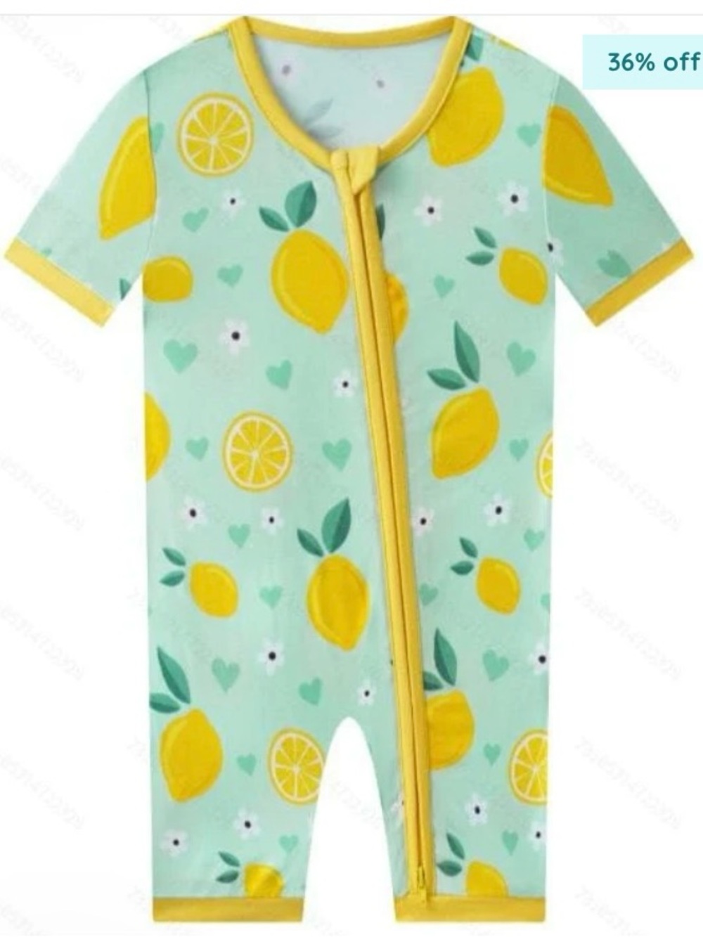 NWT PoshTot Yellow Lemon ~Bamboo Shorty Romper ~ 12/18 months